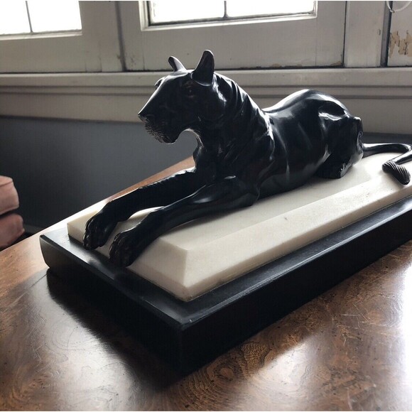 *SOLD*. Bronze Sculpture "Black Panther"Marble Base Vintage Bombay Company - Picture 4 of 10
